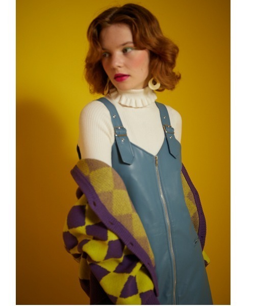 Candy Stripper（キャンディストリッパー）の「BELTED FAKE LEATHER ワンピース（ジャンパースカート・レディース・ブラック/ブルー・2）」の10枚目の写真