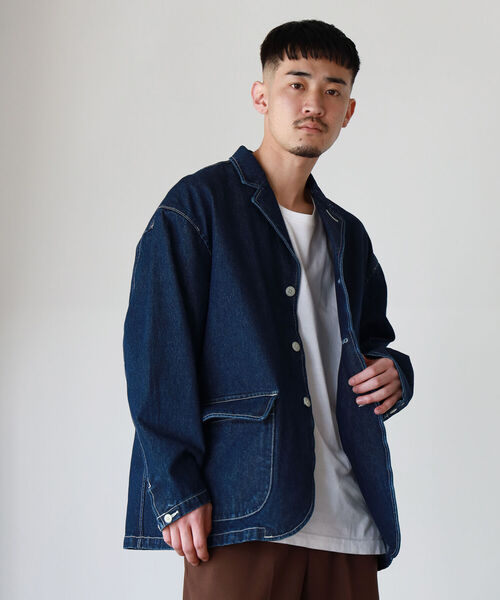 BEAMS（ビームス）の「BEAMS / デニム イージー ジャケット（デニムジャケット・メンズ・ホワイト/インディゴブルー・SMALL/MEDIUM/LARGE/X-LARGE）」の8枚目の写真