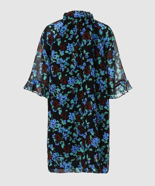 GANNI（ガニー）の「Printed Light Crepe Ruffle V-neck Dress