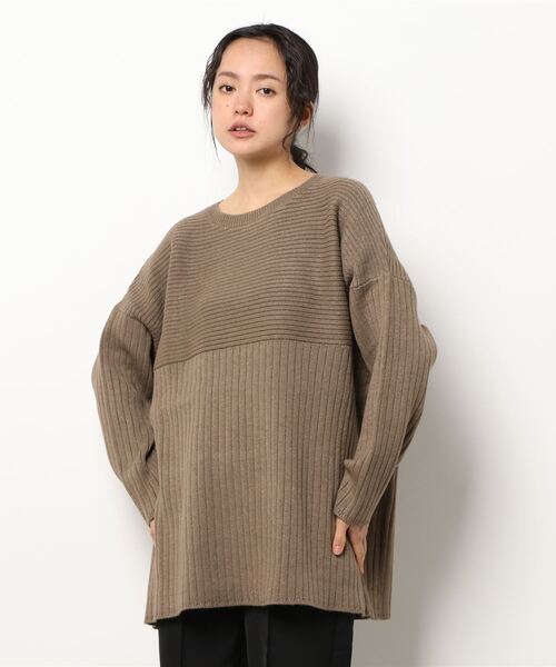 AMERICAN HOLIC(アメリカンホリック)の「リブ違いニットチュニック(ニット/セーター・レディース・ブラック/ブルー/モカ・FREE)」の4枚目の写真