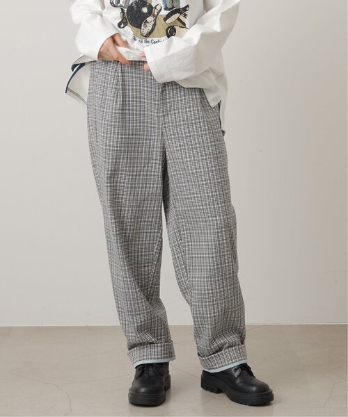 DOUBLE NAME（ダブルネーム）の「オリジナル先染めチェックゆるテーパードパンツ（その他パンツ・レディース・ブラック/ベージュ/パープル・FREE）」の4枚目の写真