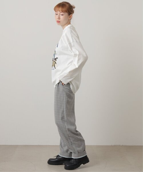 DOUBLE NAME（ダブルネーム）の「オリジナル先染めチェックゆるテーパードパンツ（その他パンツ・レディース・ブラック/ベージュ/パープル・FREE）」の6枚目の写真