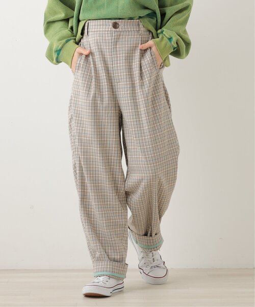 DOUBLE NAME（ダブルネーム）の「オリジナル先染めチェックゆるテーパードパンツ（その他パンツ・レディース・ブラック/ベージュ/パープル・FREE）」の14枚目の写真