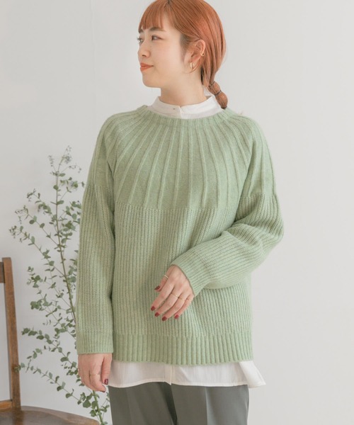 ITEMS URBANRESEARCH(アイテムズ アーバンリサーチ)の「ハイネックニット(ニット/セーター・レディース・ピンク/アイボリー/ミント・FREE)」の1枚目の写真