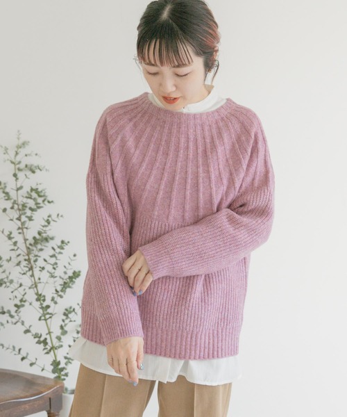ITEMS URBANRESEARCH(アイテムズ アーバンリサーチ)の「ハイネックニット(ニット/セーター・レディース・ピンク/アイボリー/ミント・FREE)」の4枚目の写真