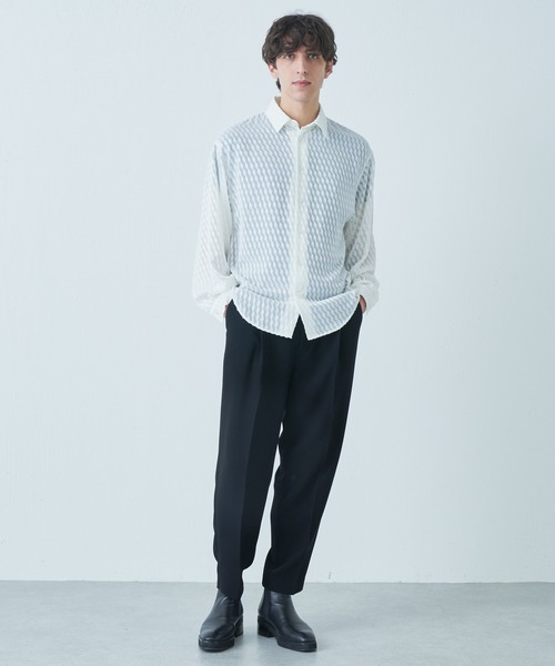 Lui's(ルイス)の「ジャガードシアーボリュームシャツ(シャツ/ブラウス・メンズ・ホワイト/ブラック・SMALL/MEDIUM)」の3枚目の写真