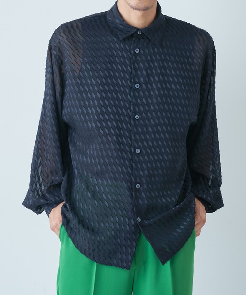 Lui's(ルイス)の「ジャガードシアーボリュームシャツ(シャツ/ブラウス・メンズ・ホワイト/ブラック・SMALL/MEDIUM)」の7枚目の写真