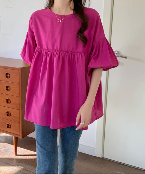 emi+(エミプラス)の「フロントギャザーチュニックブラウス(シャツ/ブラウス・レディース・ホワイト/ブラック/グリーン/モカ/ブルーグレー/パープル/チャコールグレー/ベージュ/ライトブルー・FREE)」の22枚目の写真