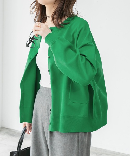 BONLECILL(ボンルシール)の「クルーネック ポケット付きオーバーサイズカーディガン(カーディガン/ボレロ・レディース・ブラック/ピンク/ブルー/グリーン/アイボリー/レッド/ブラック系その他・FREE)」の16枚目の写真