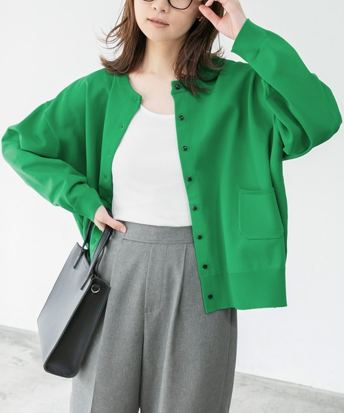 BONLECILL(ボンルシール)の「クルーネック ポケット付きオーバーサイズカーディガン(カーディガン/ボレロ・レディース・ブラック/ピンク/ブルー/グリーン/アイボリー/レッド/ブラック系その他・FREE)」の17枚目の写真