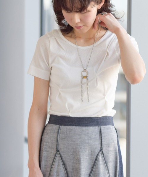 RBS（アールビーエス）の「RBS / ランダム タック ハーフスリーブ Tシャツ（Tシャツ/カットソー・レディース・ホワイト/ブラック/グリーン系その他2・ONE SIZE）」の9枚目の写真