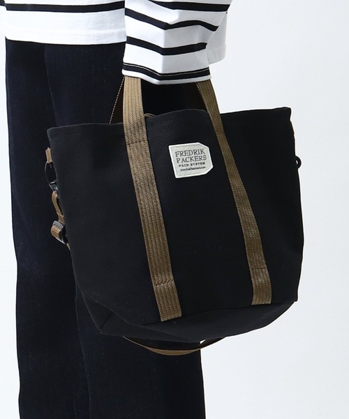FREDRIK PACKERS(フレドリックパッカーズ)の「FREDRIK PACKERS / フレドリック パッカーズ ドローストリングトート RED DRAW STRING TOTE(トートバッグ・レディース・ナチュラル/ブラック・FREE)」の9枚目の写真