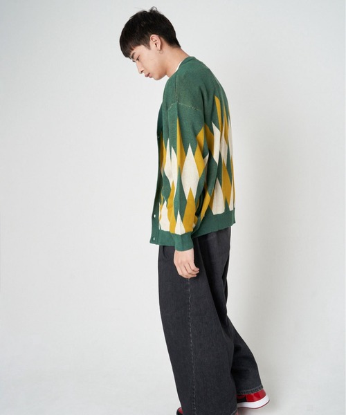JACKROSE(ジャックローズ)の「JE アーガイルスプリングニットカーディガン(ニット/セーター・メンズ・ブラック/グリーン/ブルー・M/L)」の6枚目の写真