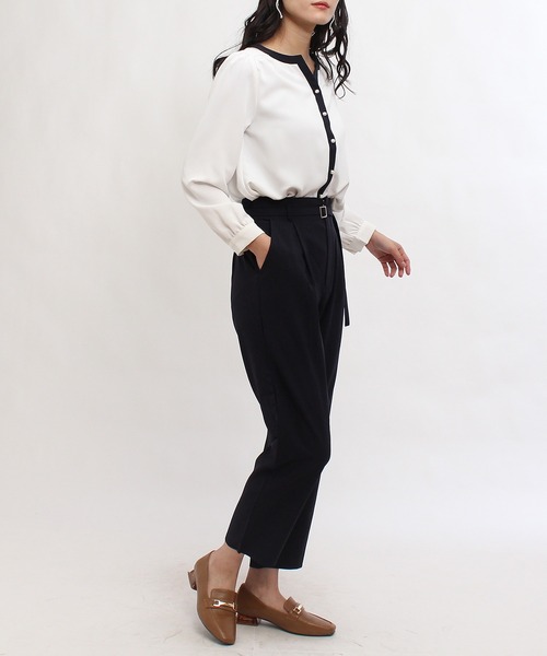 TRUDEA（トルディア）の「配色使いパールボタンスキッパーブラウス（シャツ/ブラウス・レディース・ミント/モカ/ピンクベージュ/ベージュ/ホワイト/サックスブルー・SMALL/MEDIUM/LARGE）」の12枚目の写真