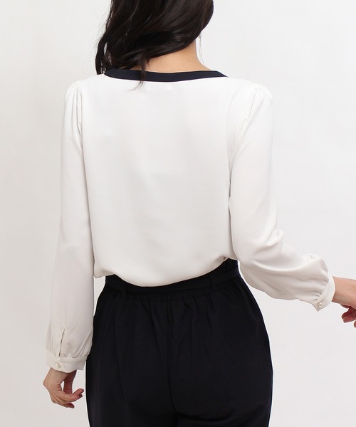 TRUDEA（トルディア）の「配色使いパールボタンスキッパーブラウス（シャツ/ブラウス・レディース・ミント/モカ/ピンクベージュ/ベージュ/ホワイト/サックスブルー・SMALL/MEDIUM/LARGE）」の10枚目の写真