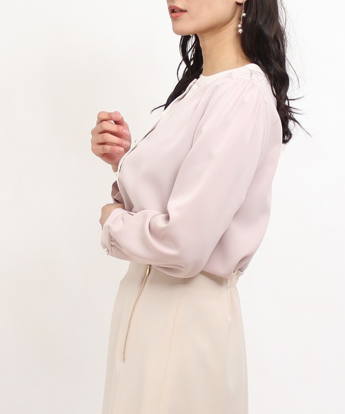 TRUDEA（トルディア）の「配色使いパールボタンスキッパーブラウス（シャツ/ブラウス・レディース・ミント/モカ/ピンクベージュ/ベージュ/ホワイト/サックスブルー・SMALL/MEDIUM/LARGE）」の14枚目の写真