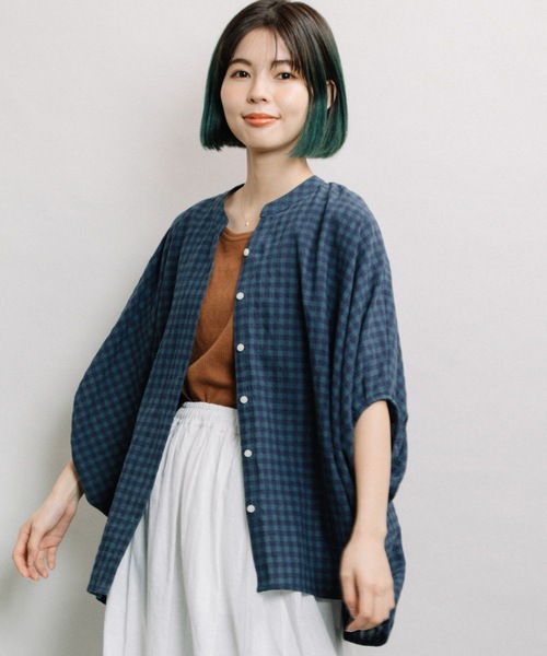 refinedworks（リファインドワークス）の「ギンガムバンザイドルマン（シャツ/ブラウス・レディース・ブラウン/グリーン/ホワイト×ブラック・FREE）」の9枚目の写真