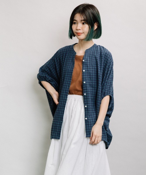 refinedworks（リファインドワークス）の「ギンガムバンザイドルマン（シャツ/ブラウス・レディース・ブラウン/グリーン/ホワイト×ブラック・FREE）」の11枚目の写真