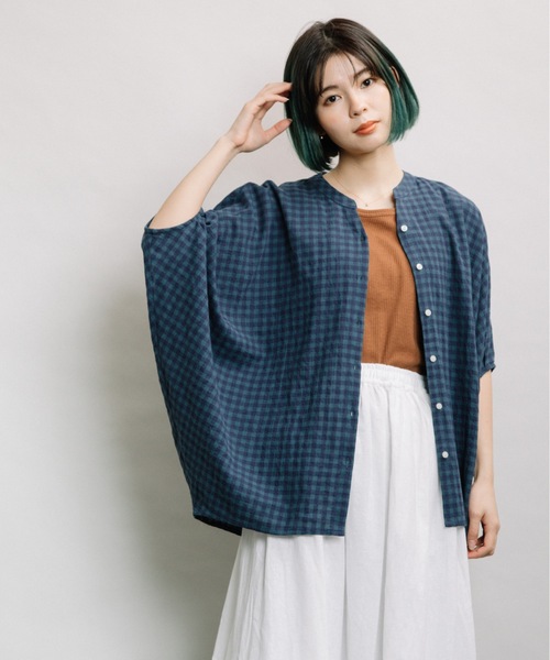 refinedworks（リファインドワークス）の「ギンガムバンザイドルマン（シャツ/ブラウス・レディース・ブラウン/グリーン/ホワイト×ブラック・FREE）」の12枚目の写真