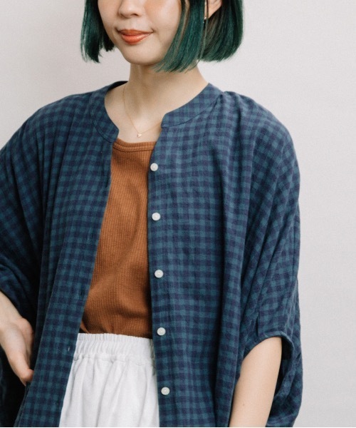 refinedworks（リファインドワークス）の「ギンガムバンザイドルマン（シャツ/ブラウス・レディース・ブラウン/グリーン/ホワイト×ブラック・FREE）」の16枚目の写真