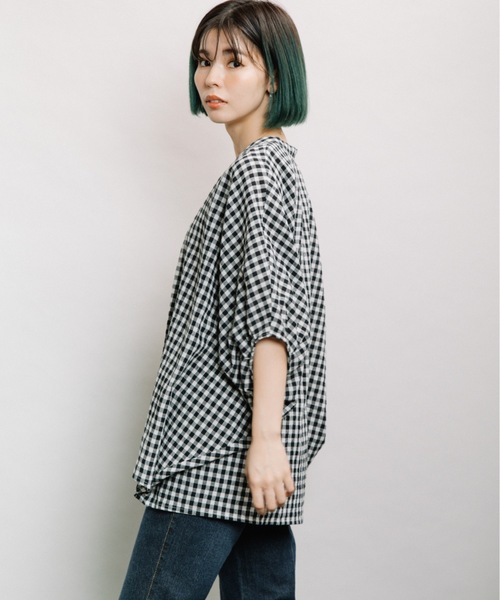 refinedworks（リファインドワークス）の「ギンガムバンザイドルマン（シャツ/ブラウス・レディース・ブラウン/グリーン/ホワイト×ブラック・FREE）」の21枚目の写真