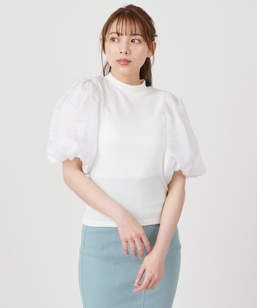ROYAL PARTY（ロイヤルパーティー）の「ボリュームシアースリーブトップス（Tシャツ/カットソー・レディース・ブラック/ベージュ/オフホワイト・FREE）」の9枚目の写真