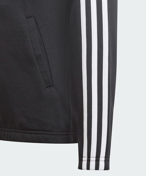 adidas(アディダス)の「エッセンシャルズ 3ストライプス パーカー / Essentials 3-Stripes Hoodie / アディダス(パーカー・キッズ・ブラック×ホワイト・140/150/160/100/110/130/120)」の4枚目の写真