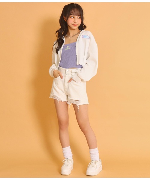 ANAP GｉRL（アナップガール）の「ハイウエストクラッシュショートパンツ（その他パンツ・キッズ・ホワイト/ライトブルー/ブラック・S/M/XS）」の13枚目の写真