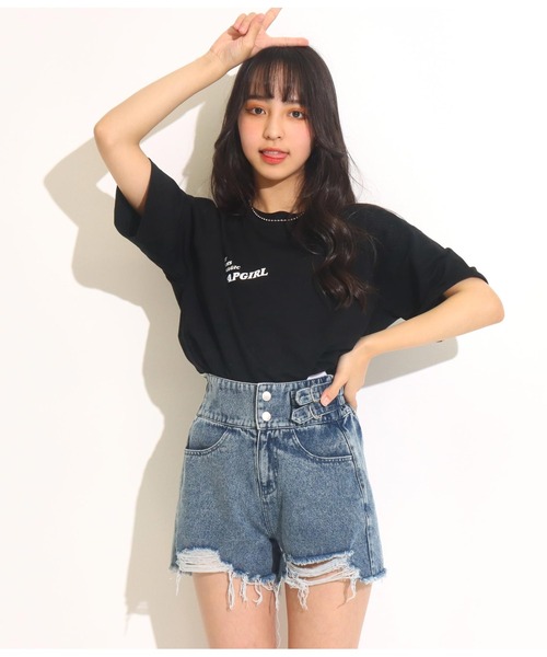 ANAP GｉRL（アナップガール）の「ハイウエストクラッシュショートパンツ（その他パンツ・キッズ・ホワイト/ライトブルー/ブラック・S/M/XS）」の18枚目の写真