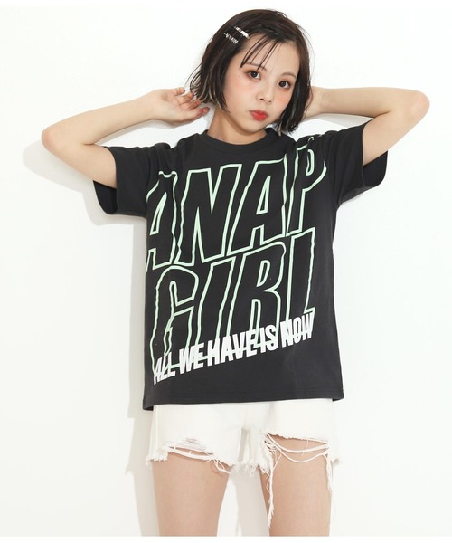 ANAP GｉRL（アナップガール）の「ハイウエストクラッシュショートパンツ（その他パンツ・キッズ・ホワイト/ライトブルー/ブラック・S/M/XS）」の7枚目の写真