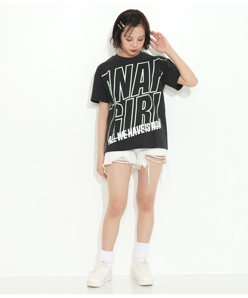 ANAP GｉRL（アナップガール）の「ハイウエストクラッシュショートパンツ（その他パンツ・キッズ・ホワイト/ライトブルー/ブラック・S/M/XS）」の9枚目の写真