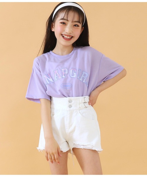 ANAP GｉRL（アナップガール）の「ハイウエストクラッシュショートパンツ（その他パンツ・キッズ・ホワイト/ライトブルー/ブラック・S/M/XS）」の4枚目の写真