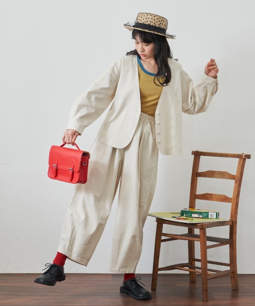 MERLOT（メルロー）の「リネン3Dスリーブジャケット/セットアップ（ノーカラージャケット・レディース・ライトグリーン/ナチュラル・FREE）」の9枚目の写真