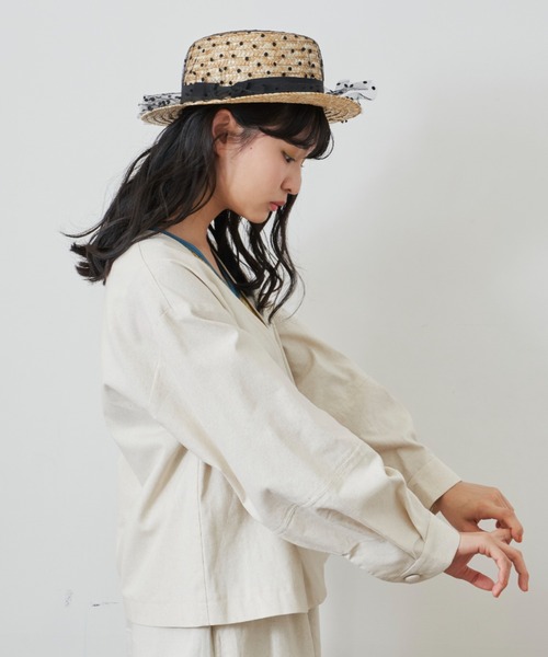 MERLOT（メルロー）の「リネン3Dスリーブジャケット/セットアップ（ノーカラージャケット・レディース・ライトグリーン/ナチュラル・FREE）」の5枚目の写真