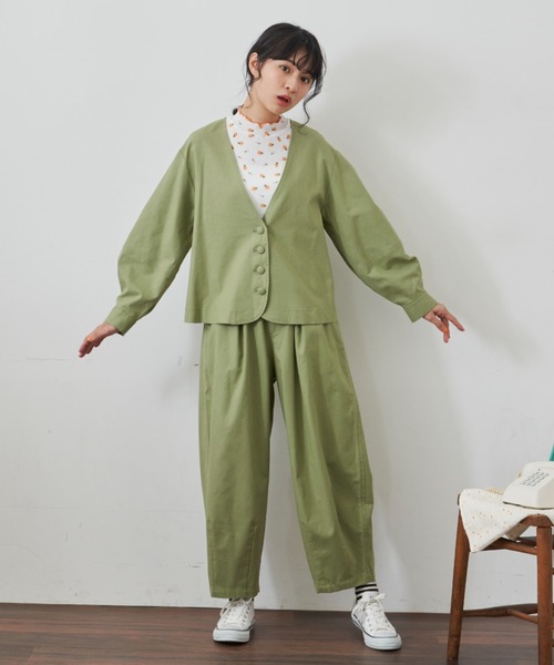 MERLOT（メルロー）の「リネン3Dスリーブジャケット/セットアップ（ノーカラージャケット・レディース・ライトグリーン/ナチュラル・FREE）」の19枚目の写真