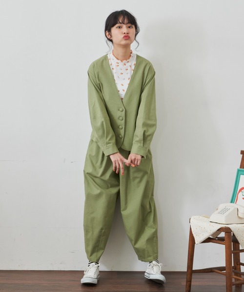 MERLOT（メルロー）の「リネン3Dスリーブジャケット/セットアップ（ノーカラージャケット・レディース・ライトグリーン/ナチュラル・FREE）」の21枚目の写真