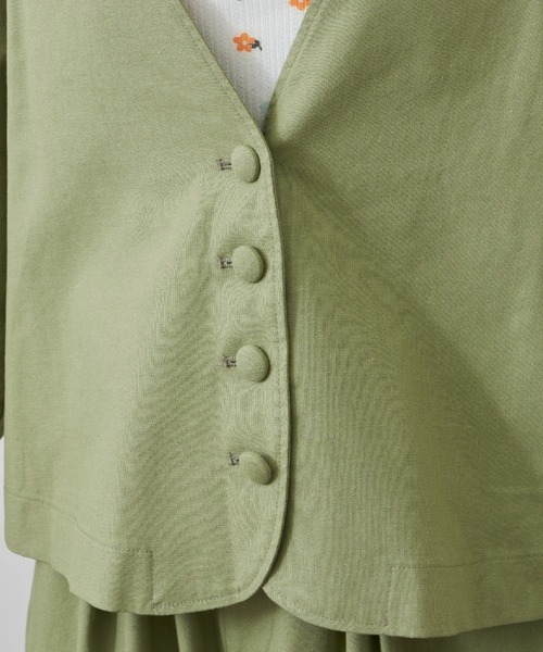MERLOT（メルロー）の「リネン3Dスリーブジャケット/セットアップ（ノーカラージャケット・レディース・ライトグリーン/ナチュラル・FREE）」の17枚目の写真