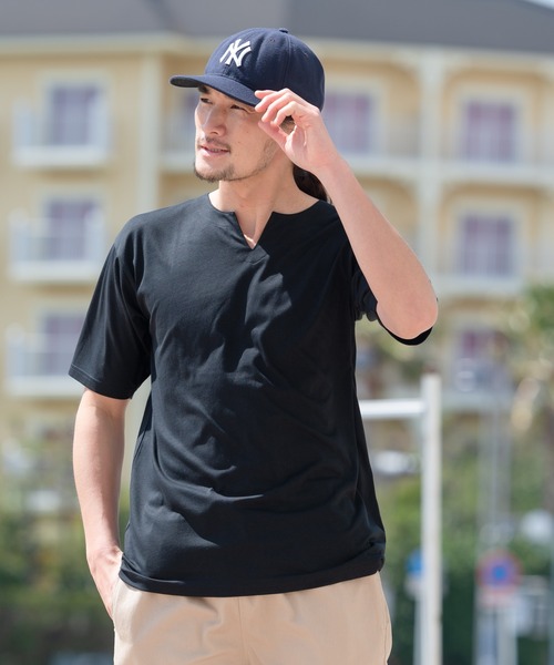 Blue Standard （ブルースタンダード）の「【BLUE STANDARD/ブルースタンダード】汗染みの目立ちにくいTシャツ ゼロステイン　撥水性　 UVカット　キーネックTシャツ（Tシャツ/カットソー・メンズ・ホワイト/チャコールグレー/ブラック/ネイビー/グレー/オリーブ/サックスブルー/ライトベージュ・SMALL/MEDIUM/LARGE/X-LARGE）」の16枚目の写真