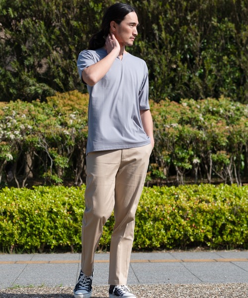 Blue Standard （ブルースタンダード）の「【BLUE STANDARD/ブルースタンダード】汗染みの目立ちにくいTシャツ ゼロステイン　撥水性　 UVカット　キーネックTシャツ（Tシャツ/カットソー・メンズ・ホワイト/チャコールグレー/ブラック/ネイビー/グレー/オリーブ/サックスブルー/ライトベージュ・SMALL/MEDIUM/LARGE/X-LARGE）」の20枚目の写真