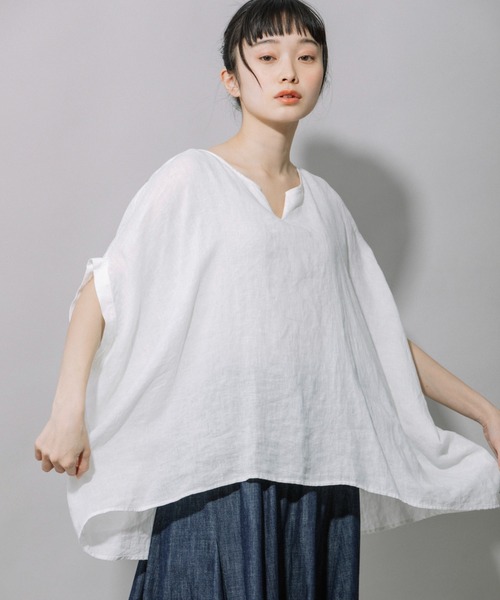 Munich（ミューニック）の「60sフレンチリネンワイドシャツ（シャツ/ブラウス・レディース・ホワイト/ブラック/ピンク/ライトグリーン/ナチュラル/ラベンダー・FREE）」の2枚目の写真