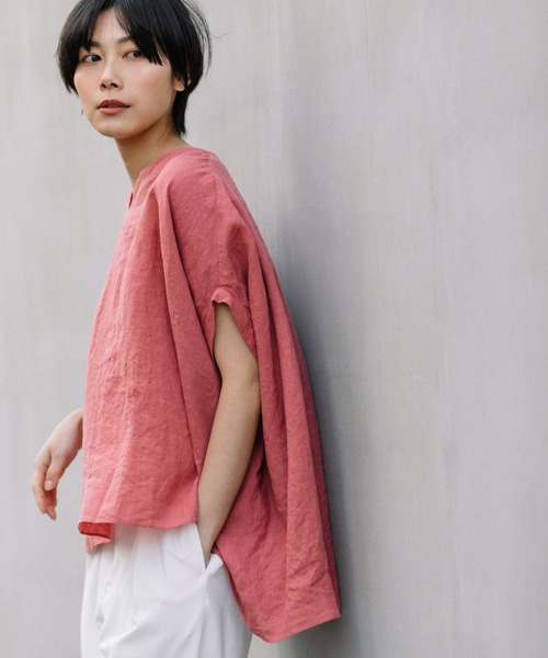 Munich（ミューニック）の「60sフレンチリネンワイドシャツ（シャツ/ブラウス・レディース・ホワイト/ブラック/ピンク/ライトグリーン/ナチュラル/ラベンダー・FREE）」の6枚目の写真