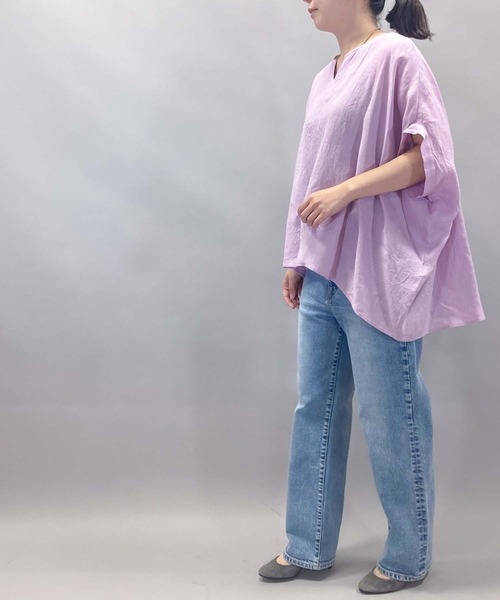 Munich（ミューニック）の「60sフレンチリネンワイドシャツ（シャツ/ブラウス・レディース・ホワイト/ブラック/ピンク/ライトグリーン/ナチュラル/ラベンダー・FREE）」の9枚目の写真