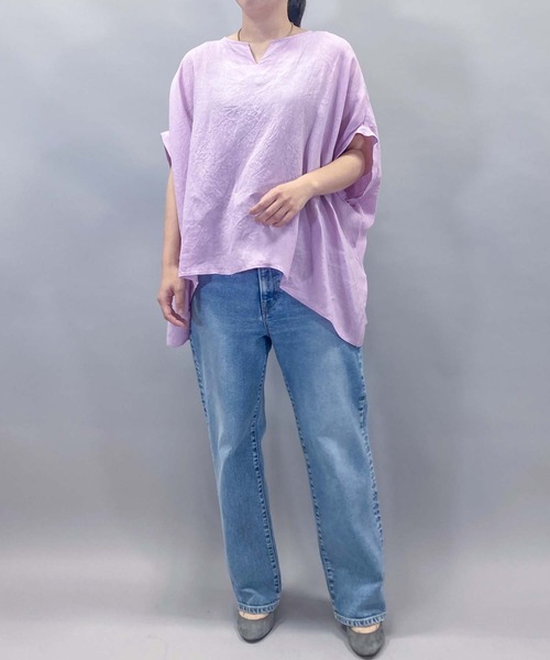 Munich（ミューニック）の「60sフレンチリネンワイドシャツ（シャツ/ブラウス・レディース・ホワイト/ブラック/ピンク/ライトグリーン/ナチュラル/ラベンダー・FREE）」の7枚目の写真