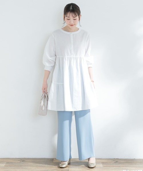 F by ROSSO(エフバイロッソ)の「F by ROSSO イージーケアリネンティアードチュニック(シャツ/ブラウス・レディース・ブラウン/オフホワイト/イエロー・FREE)」の9枚目の写真