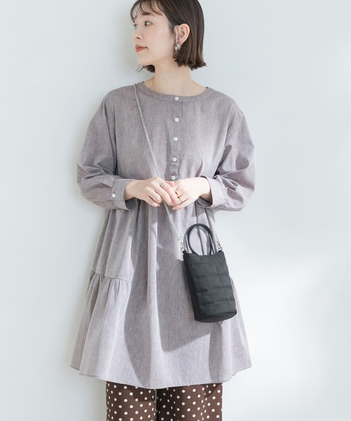 F by ROSSO(エフバイロッソ)の「F by ROSSO イージーケアリネンティアードチュニック(シャツ/ブラウス・レディース・ブラウン/オフホワイト/イエロー・FREE)」の12枚目の写真