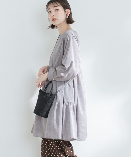 F by ROSSO(エフバイロッソ)の「F by ROSSO イージーケアリネンティアードチュニック(シャツ/ブラウス・レディース・ブラウン/オフホワイト/イエロー・FREE)」の13枚目の写真