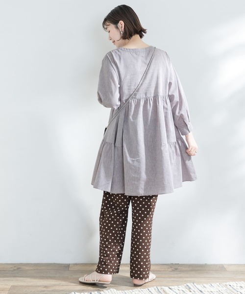 F by ROSSO(エフバイロッソ)の「F by ROSSO イージーケアリネンティアードチュニック(シャツ/ブラウス・レディース・ブラウン/オフホワイト/イエロー・FREE)」の15枚目の写真