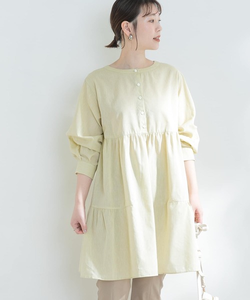 F by ROSSO(エフバイロッソ)の「F by ROSSO イージーケアリネンティアードチュニック(シャツ/ブラウス・レディース・ブラウン/オフホワイト/イエロー・FREE)」の17枚目の写真