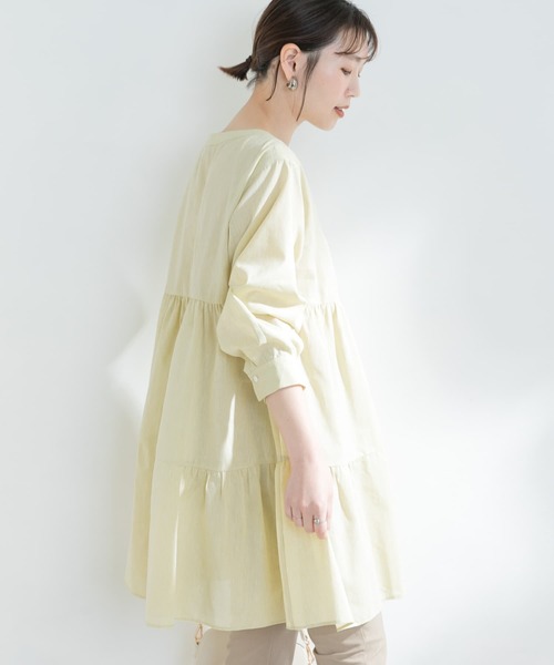 F by ROSSO(エフバイロッソ)の「F by ROSSO イージーケアリネンティアードチュニック(シャツ/ブラウス・レディース・ブラウン/オフホワイト/イエロー・FREE)」の18枚目の写真