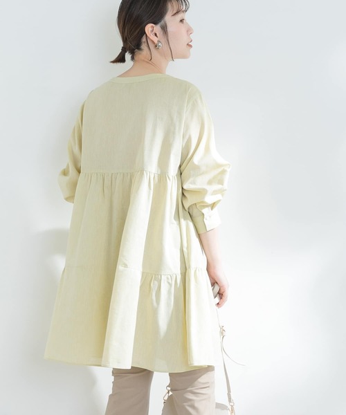 F by ROSSO(エフバイロッソ)の「F by ROSSO イージーケアリネンティアードチュニック(シャツ/ブラウス・レディース・ブラウン/オフホワイト/イエロー・FREE)」の19枚目の写真